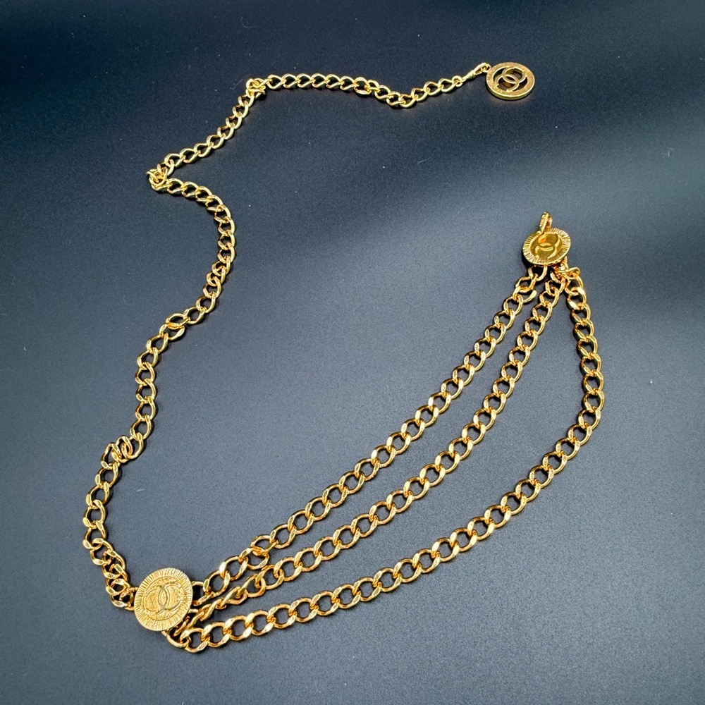 Chanel Vintage Three Chain Gold-Plated Belt